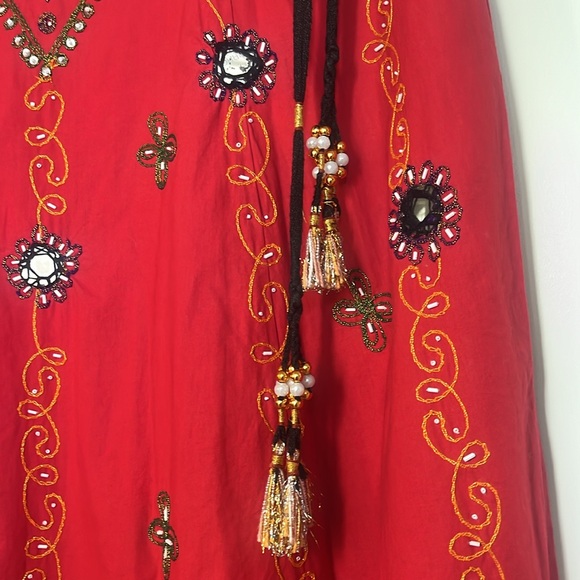 Chaudry red flare embellished skirt from India size medium - Picture 5 of 10